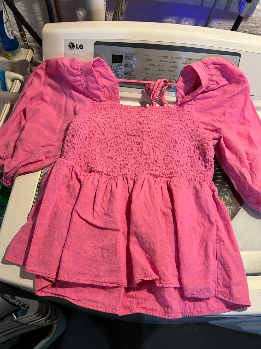 Women’s Pink Smocked Peplumu Top